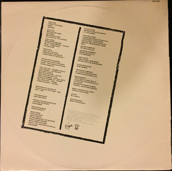 Genesis : Three Sides Live (2xLP, Album, RE, Gat)