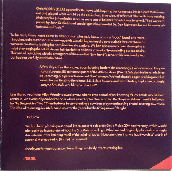 Gov't Mule Featuring John Scofield : Sco●Mule (2xCD, Album)