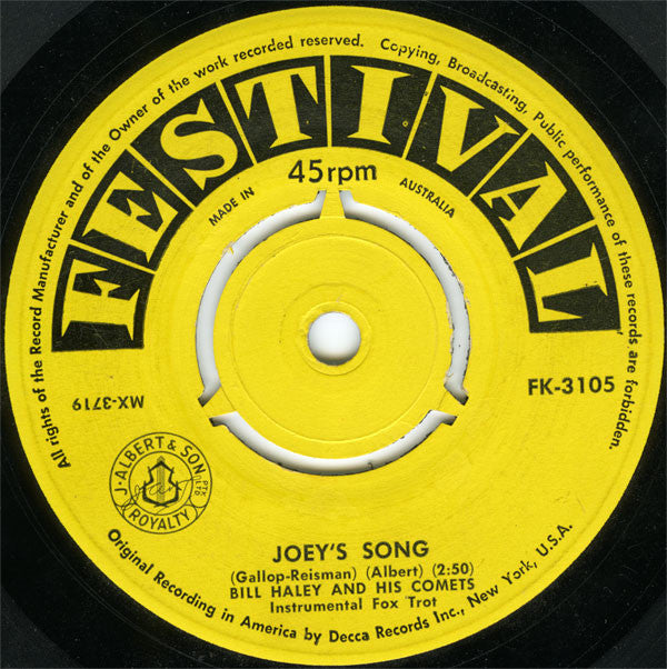 Bill Haley And His Comets : Joey's Song (7", Single, Mono)