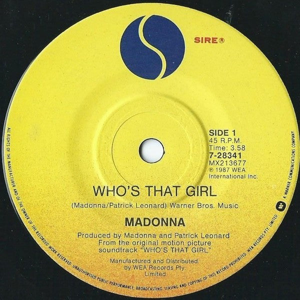Madonna : Who's That Girl (7", Single)