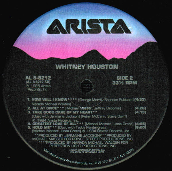 Whitney Houston : Whitney Houston (LP, Album, Ind)