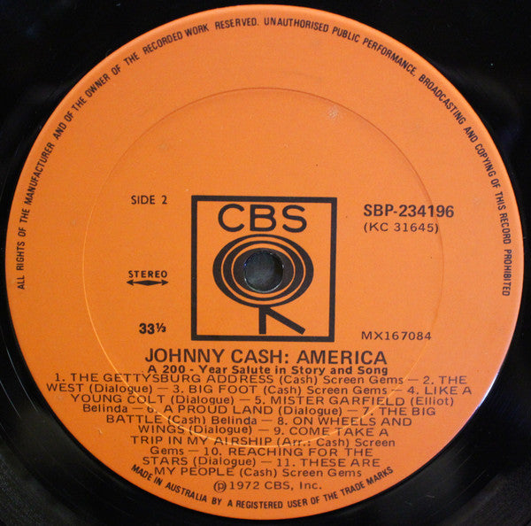 Johnny Cash : America - A 200-Year Salute In Story And Song (LP, Album, Gat)