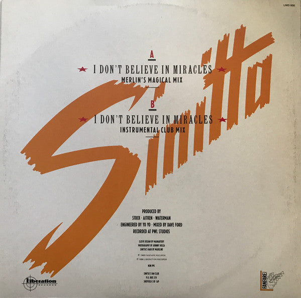 Sinitta : I Don't Believe In Miracles (Merlin's Magical Mix) (12", Single)