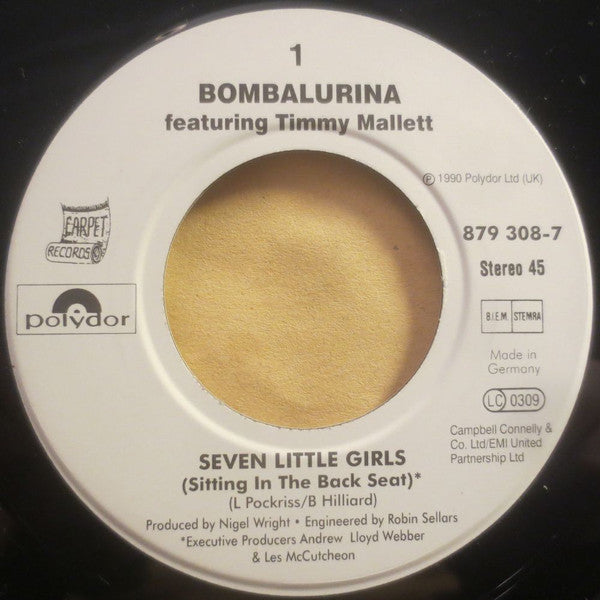 Bombalurina Featuring Timmy Mallett : Seven Little Girls Sitting In The Back Seat (7", Single)