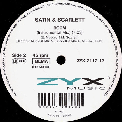 Satin & Scarlett : Boom (12")