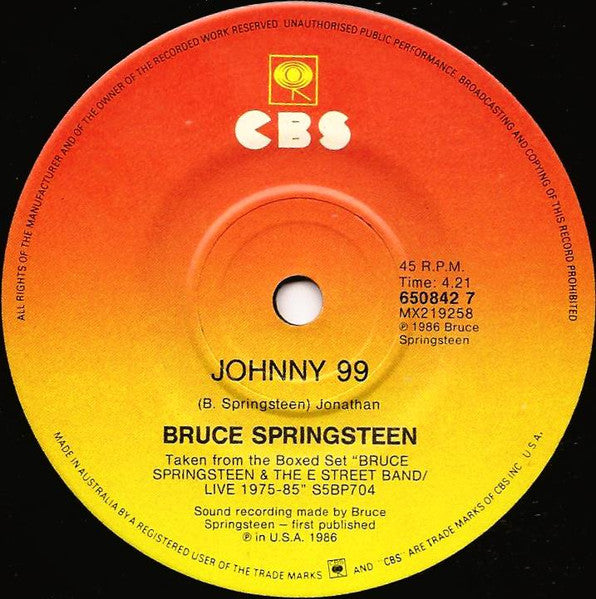 Bruce Springsteen & The E Street Band* : Born To Run (Live) (7", Single)