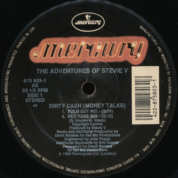 Adventures Of Stevie V* : Dirty Cash (12", Single, 49)
