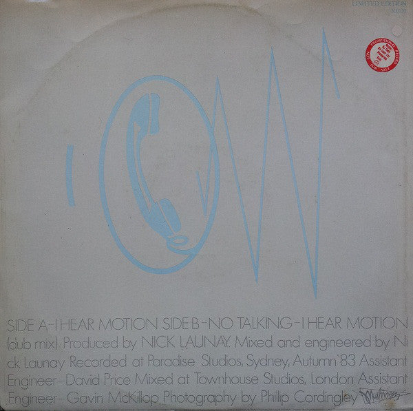 Models (2) : I Hear Motion (12", Single, Ltd)