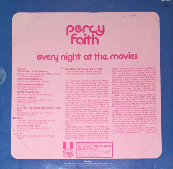 Percy Faith : Everynight At The Movies (Themes From Today's Great Films) (LP, Album)