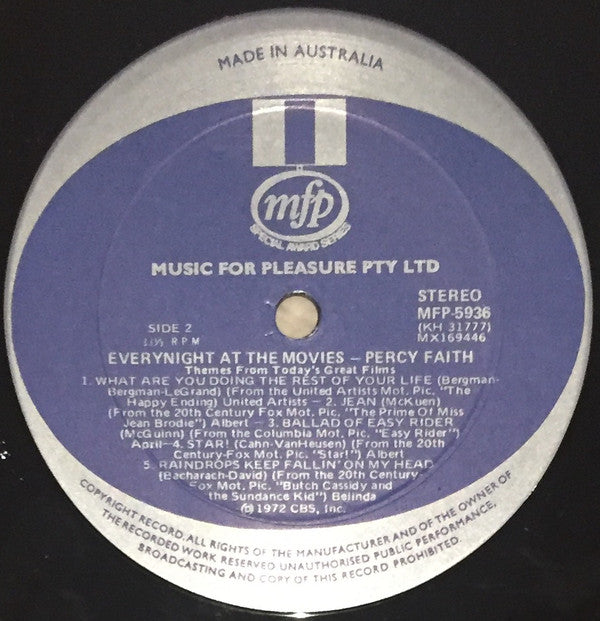 Percy Faith : Everynight At The Movies (Themes From Today's Great Films) (LP, Album)