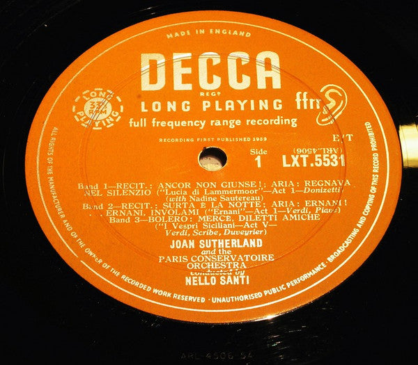 Joan Sutherland : Operatic Arias (LP, Mono)