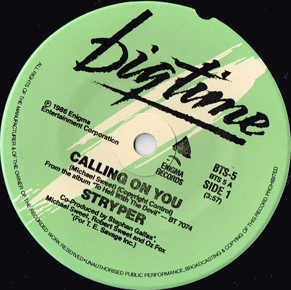 Stryper : Calling On You (7", Single)