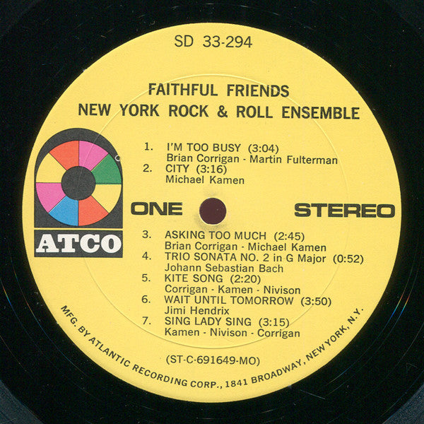 The New York Rock Ensemble : Faithful Friends (LP, Album, Mon)