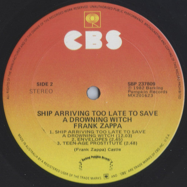 Frank Zappa : Ship Arriving Too Late To Save A Drowning Witch (LP, Album)