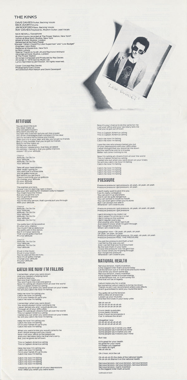 The Kinks : Low Budget (LP, Album, Ter)