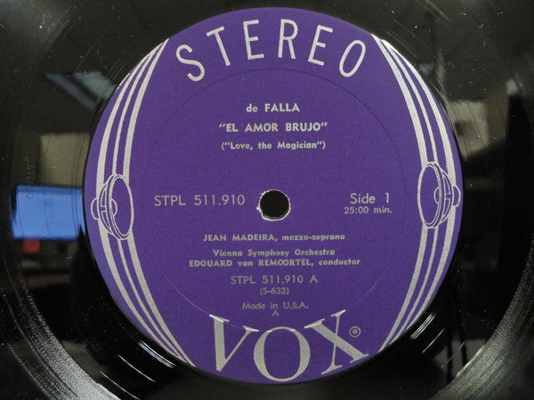 Manuel De Falla, Emmanuel Chabrier, Jean Madeira, Wiener Symphoniker, Edouard Van Remoortel : De Falla: El Amor Brujo, El Sombrero De Tres Picos; Chabrier: España (LP)