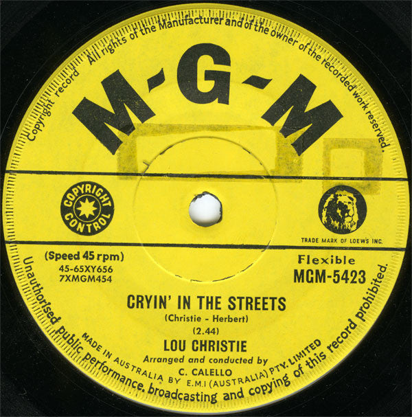 Lou Christie : Lightnin' Strikes (7", Single)