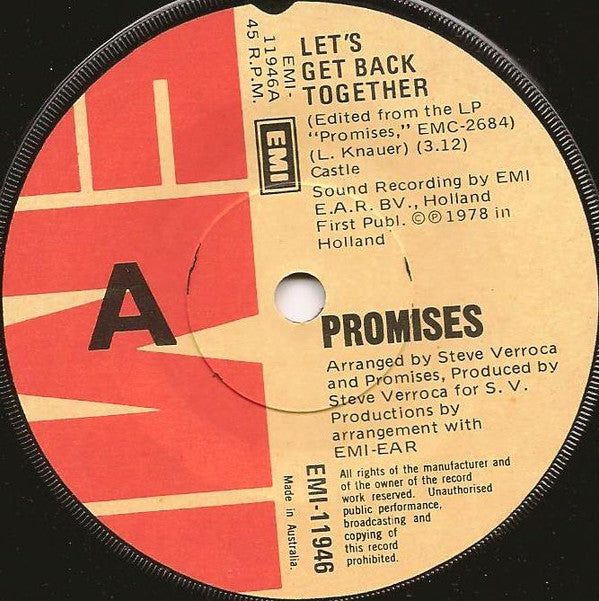 Promises : Let's Get Back Together (7", Single)