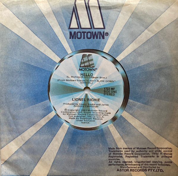 Lionel Richie : Hello (7", Single)