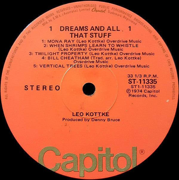 Leo Kottke : Dreams And All That Stuff (LP, Album)