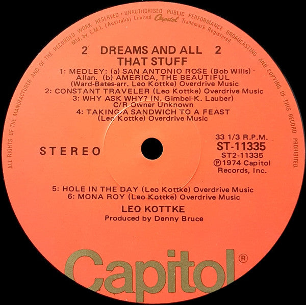 Leo Kottke : Dreams And All That Stuff (LP, Album)