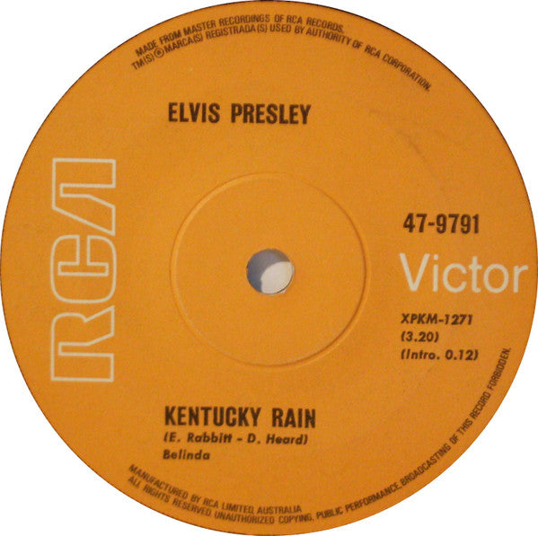 Elvis Presley : Kentucky Rain (7", Single)