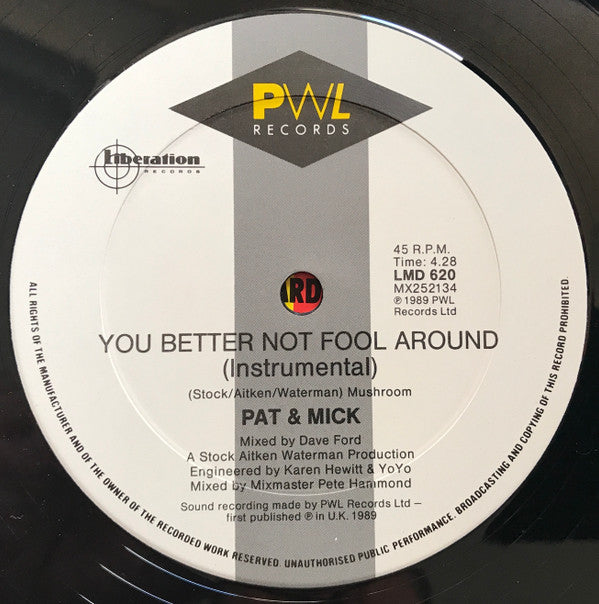 Pat & Mick : I Haven't Stopped Dancing Yet (12", Single)