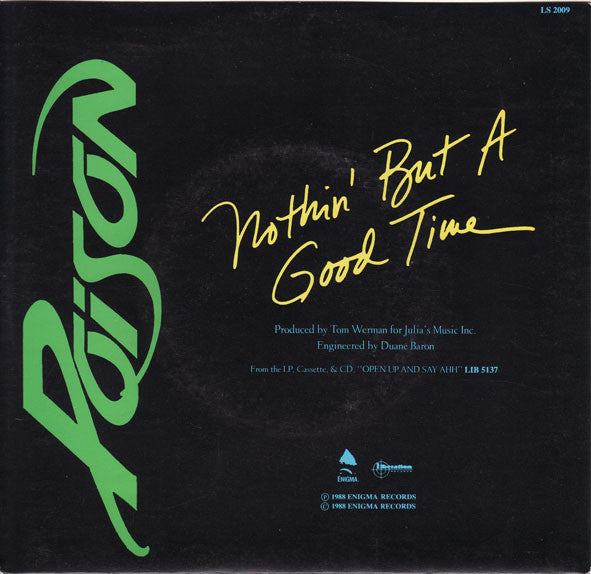 Poison (3) : Nothin' But A Good Time (7", Single)