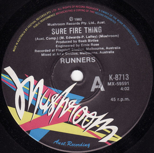 Runners (2) : Sure Fire Thing (7")