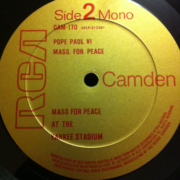 Pope Paul VI : Mass For Peace (LP, Mono)