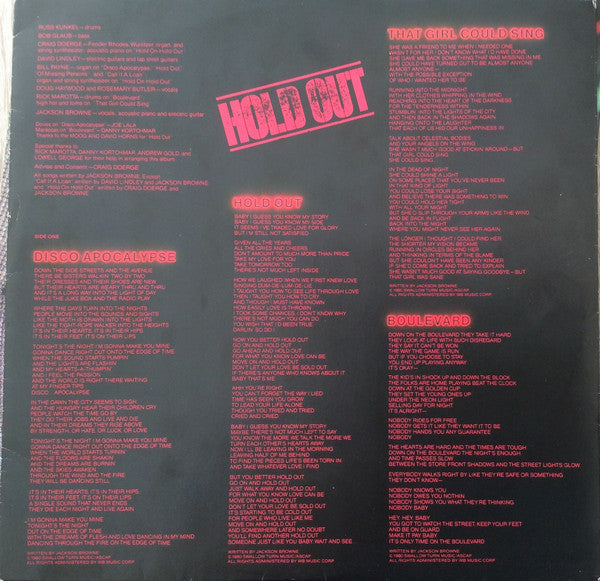 Jackson Browne : Hold Out (LP, Album)