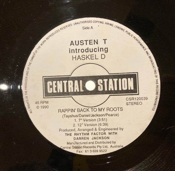 Austen Tayshus : Rappin' Back To My Roots (12")