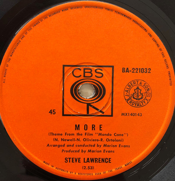 Steve Lawrence (2) : More (7", Single)