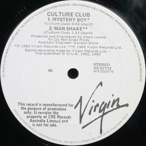 Culture Club : Church Of The Poison Mind (12", Single, Promo)