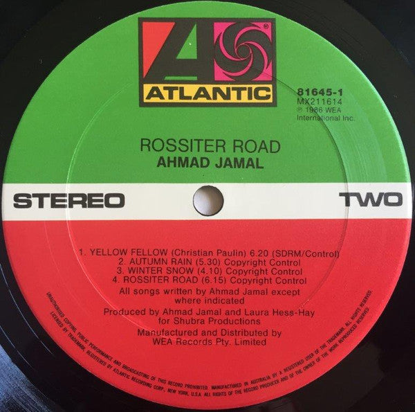 Ahmad Jamal : Rossiter Road (LP, Album)