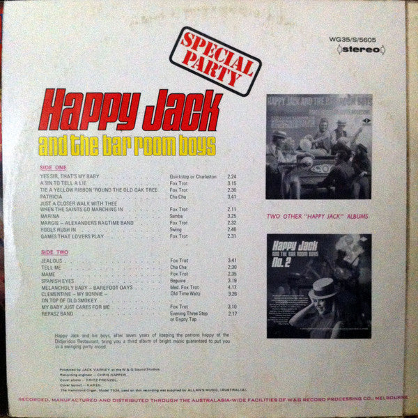 Happy Jack And The Bar Room Boys : Happy Jack And The Bar Room Boys - Special Party (LP, Album)