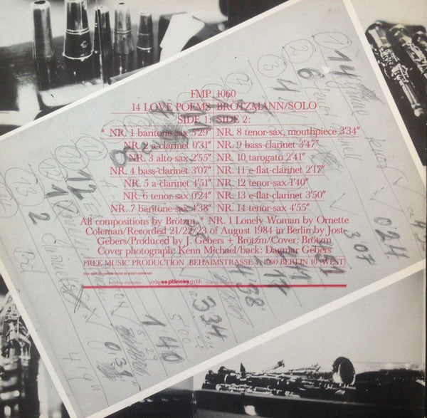 Peter Brötzmann : 14 Love Poems (LP)
