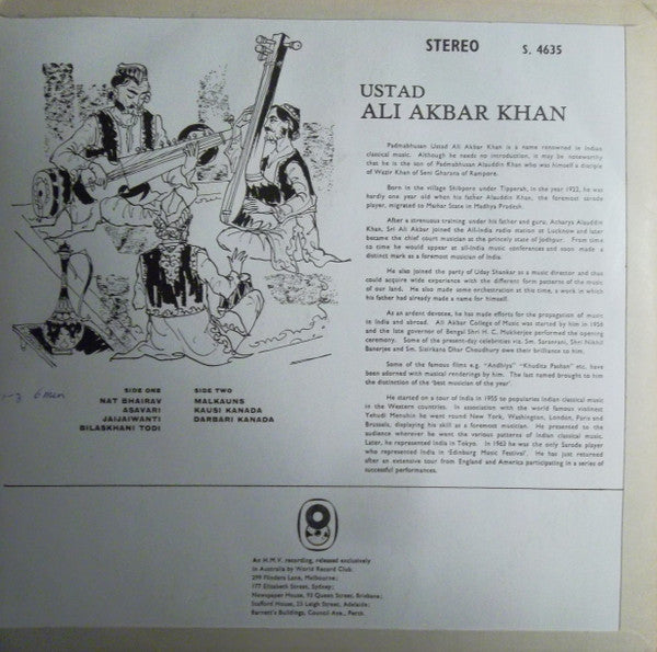 Ali Akbar Khan : Ustad Ali Akbar Khan (LP, Album, Comp, Club, RE)