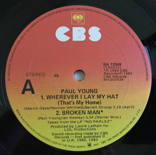 Paul Young : Wherever I Lay My Hat (12", Single)