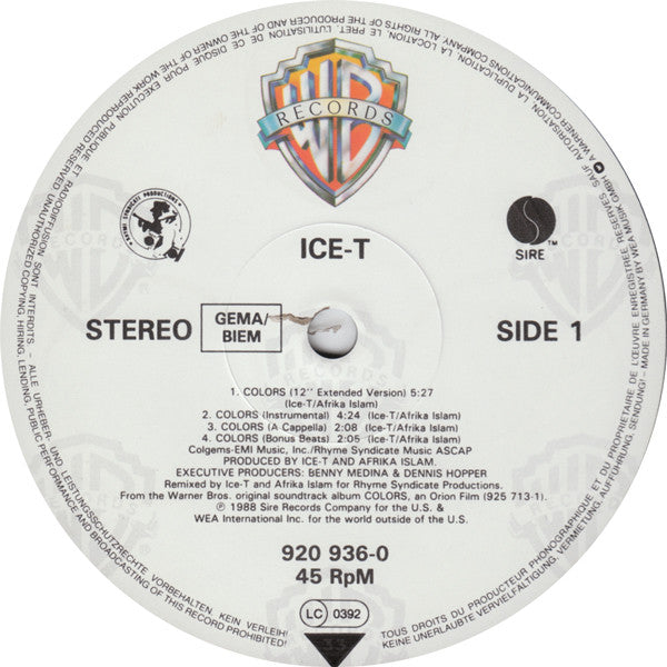 Ice-T : Colors (12", Maxi)