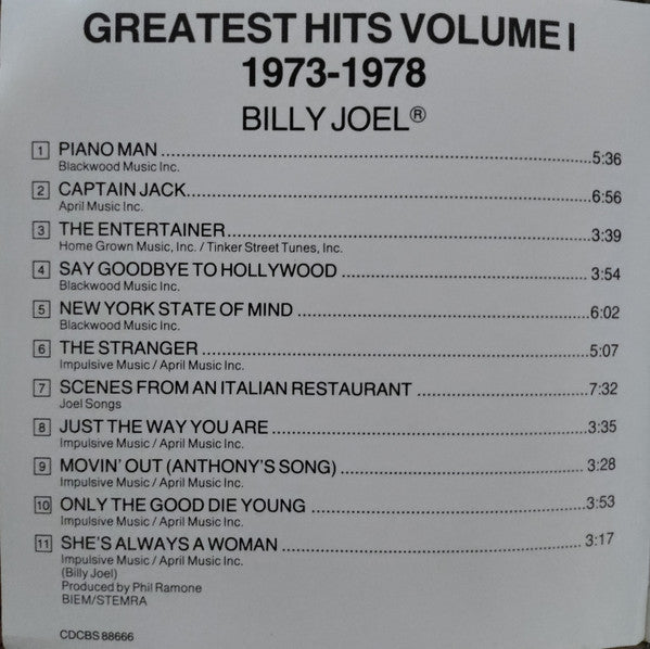 Billy Joel : Greatest Hits Volume I & Volume II (2xCD, Comp)
