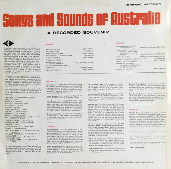 Various : Songs And Sounds Of Australia (A Recorded Souvenir) (LP)