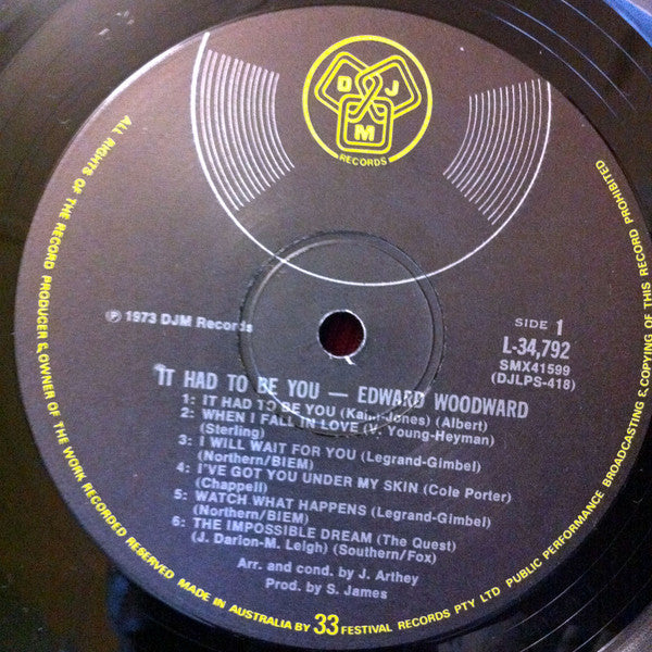 Edward Woodward : It Had To Be You (LP, Album, Tex)