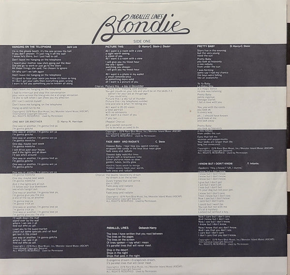 Blondie : Parallel Lines (LP, Album, San)