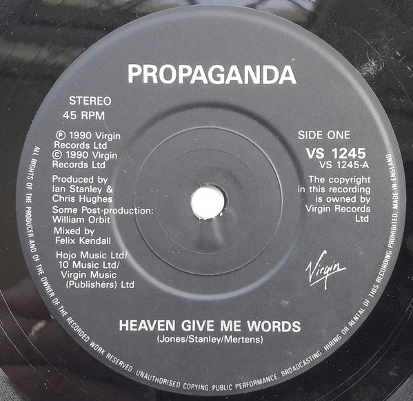 Propaganda : Heaven Give Me Words (7", Single, Pap)