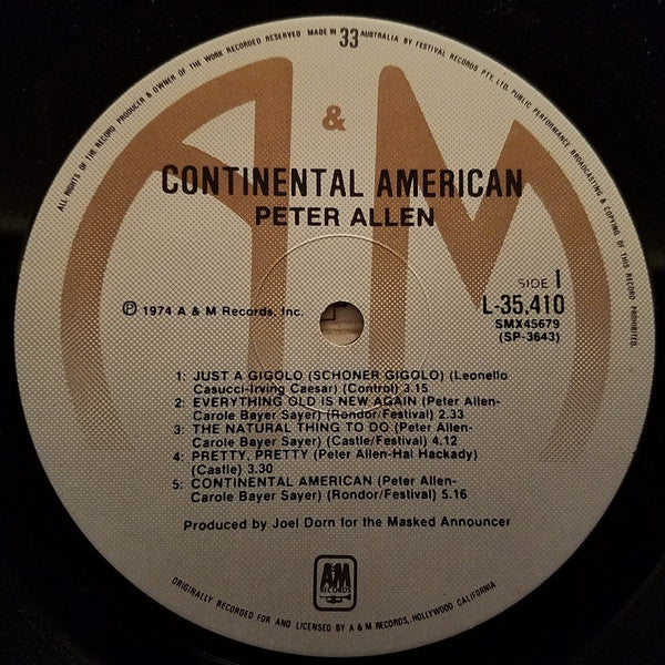 Peter Allen : Continental American (LP)