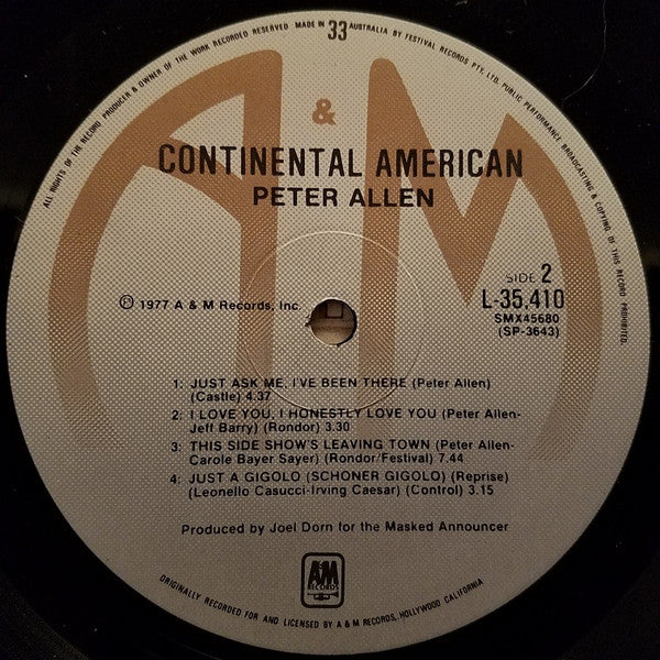 Peter Allen : Continental American (LP)