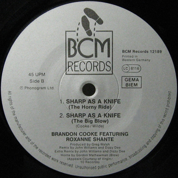 Brandon Cooke Featuring Roxanne Shanté : Sharp As A Knife (12")