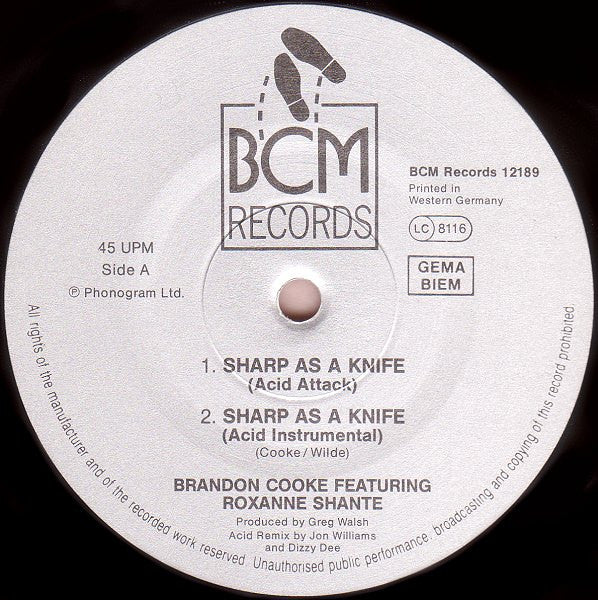 Brandon Cooke Featuring Roxanne Shanté : Sharp As A Knife (12")