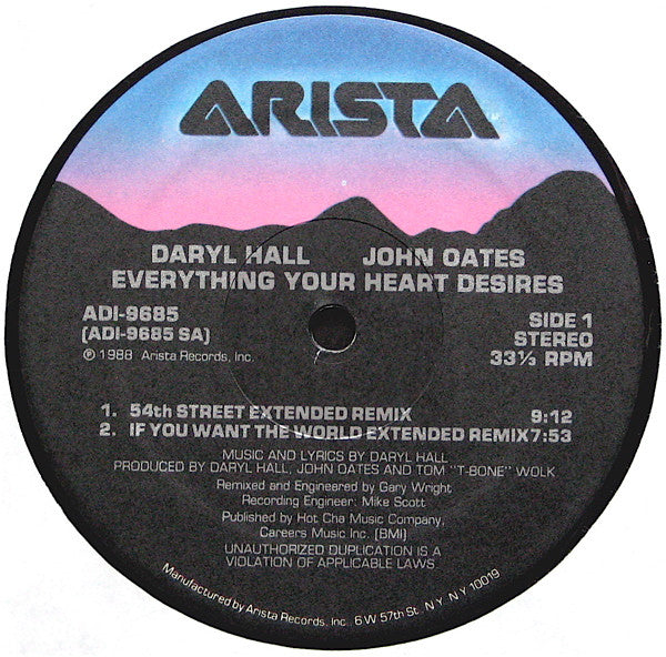 Daryl Hall & John Oates : Everything Your Heart Desires (12")